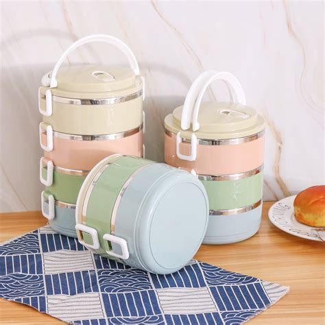 kitchen round 2 tier stainless steel insulated lunch box|stackable stainless steel lunch containers.